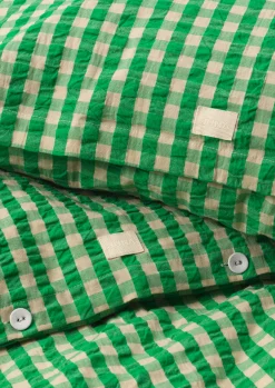 JUNA Bæk&Bølge Sengetøj 220x220 cm grøn/sand SE | Køb her