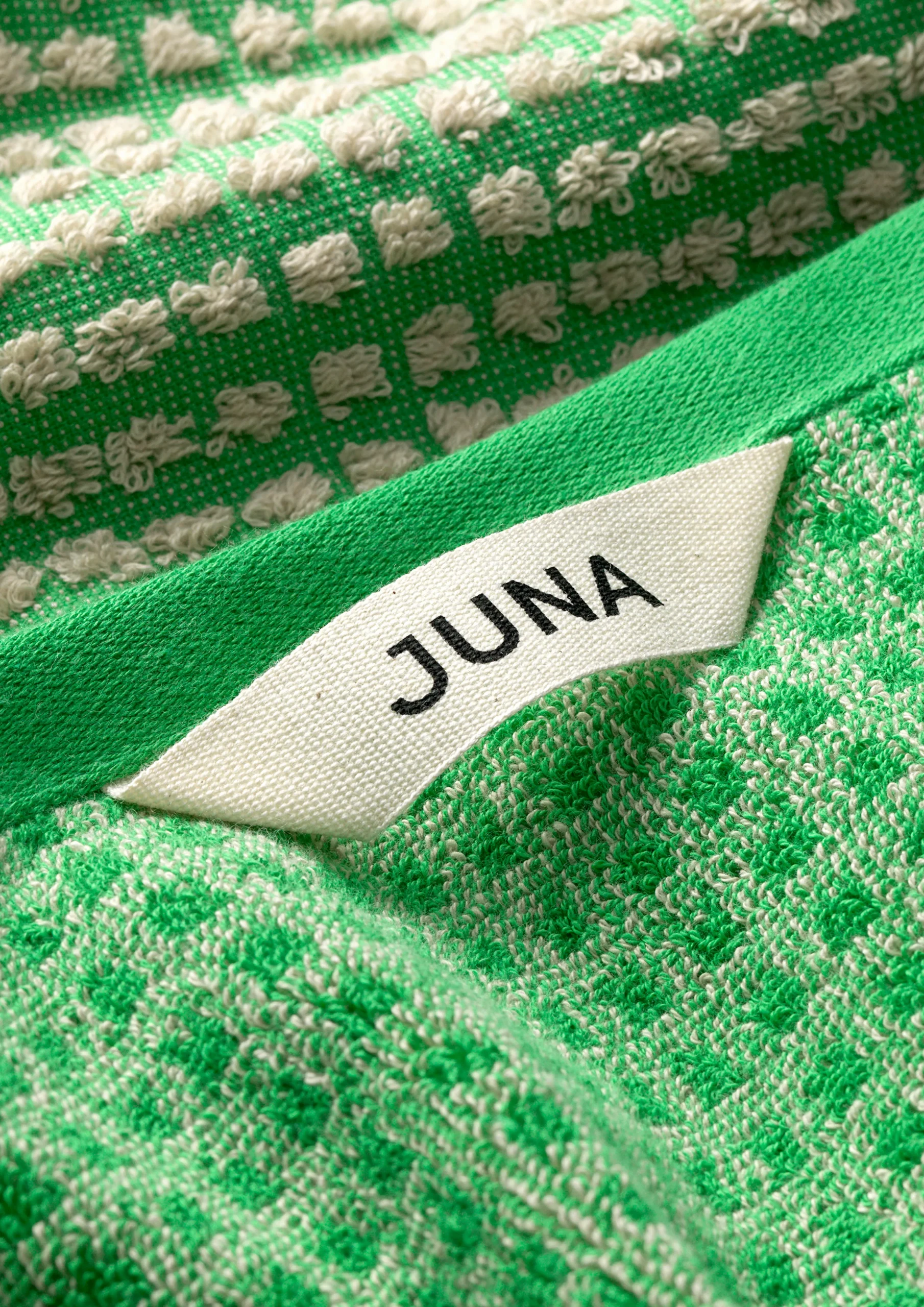 JUNA Check Håndklæde 50x100 cm grøn/sand | Køb her