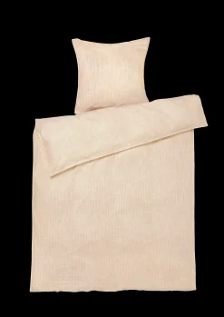 JUNA Monochrome Lines Sengetøj 140x220 cm okker/hvid