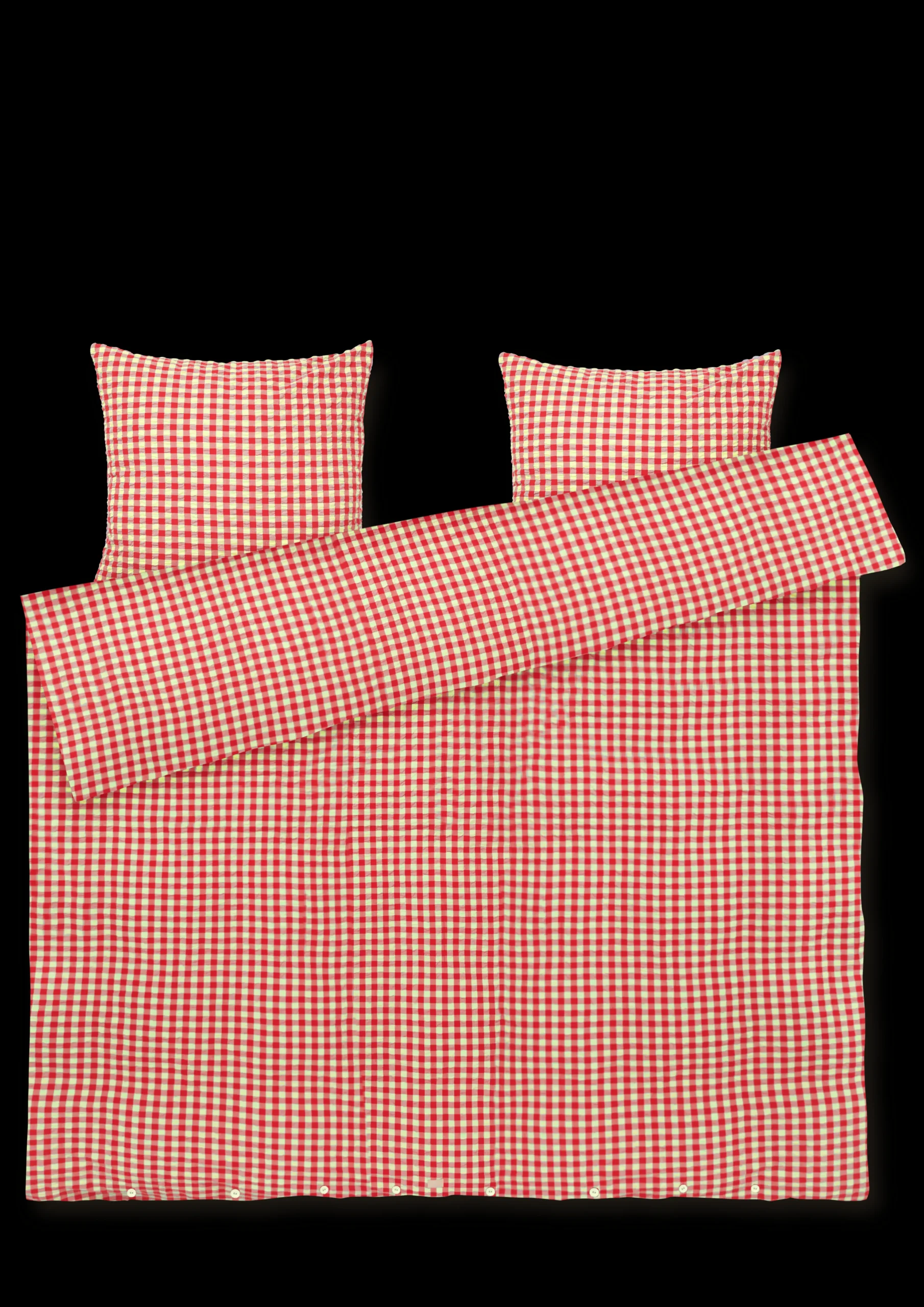 JUNA Sengetøj 220x220 cm i rød fra serien Bæk&Bølge