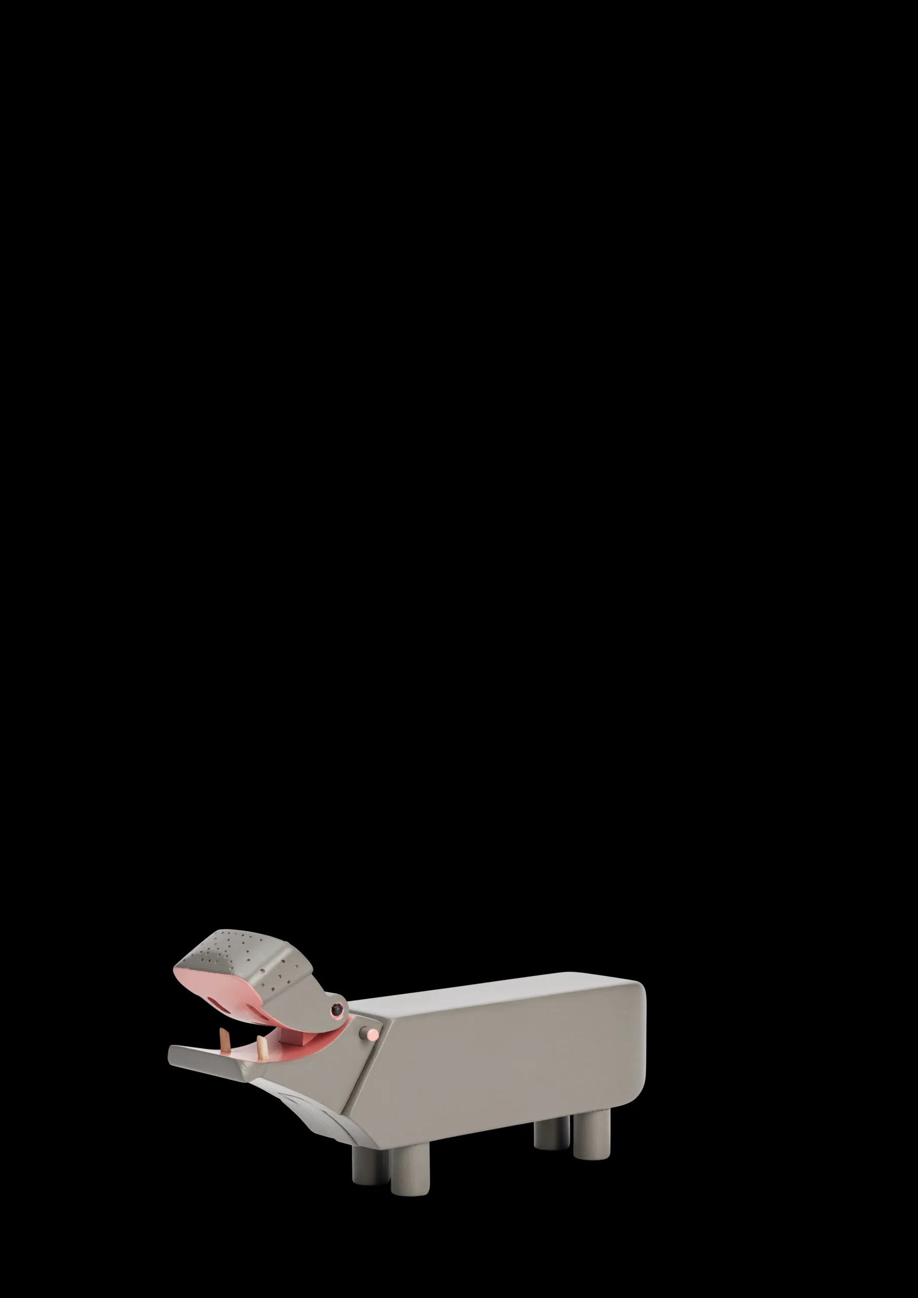 Kay Bojesen Flodhest liliput i grå fra serien Liliput