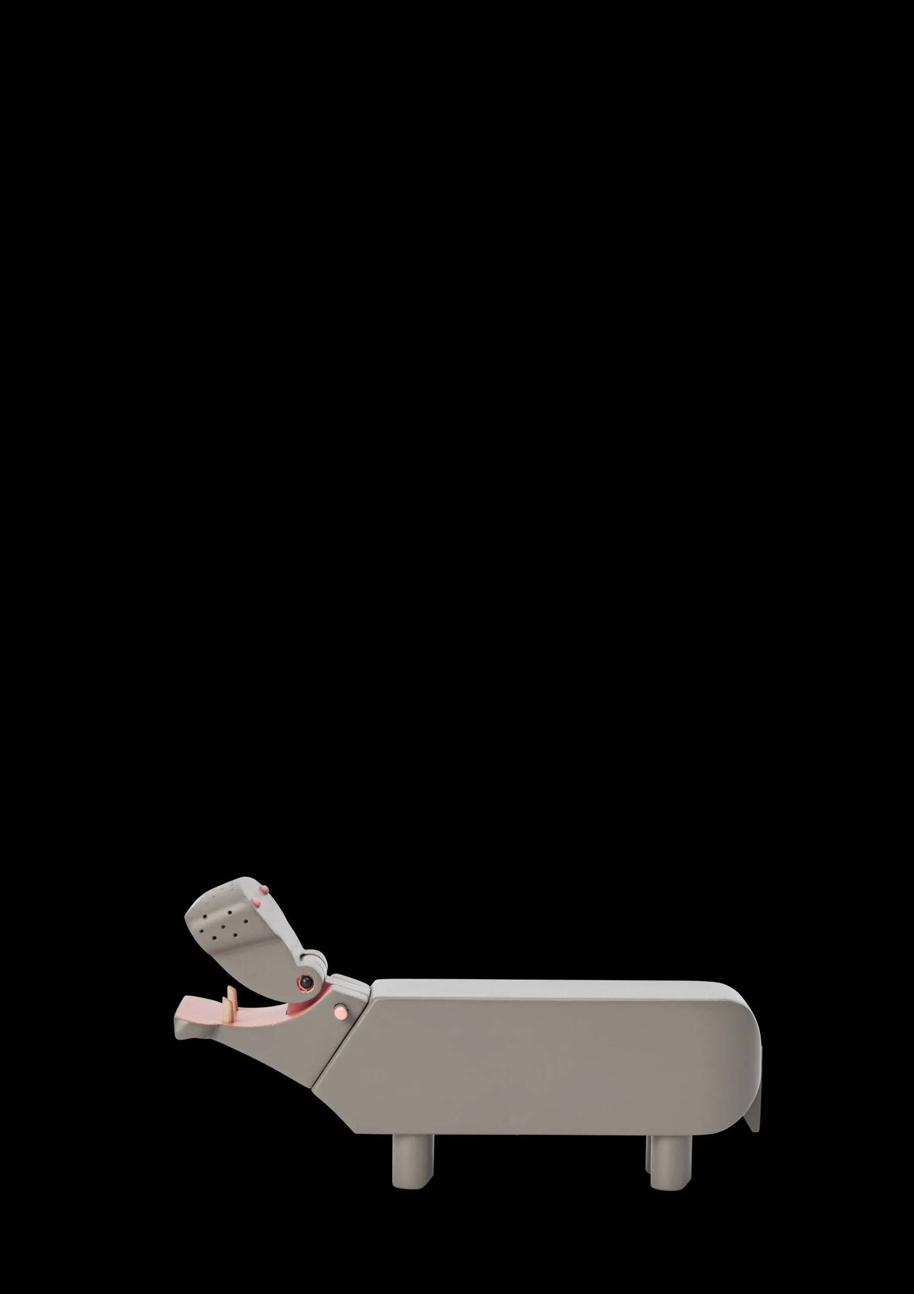 Kay Bojesen Flodhest liliput i grå fra serien Liliput