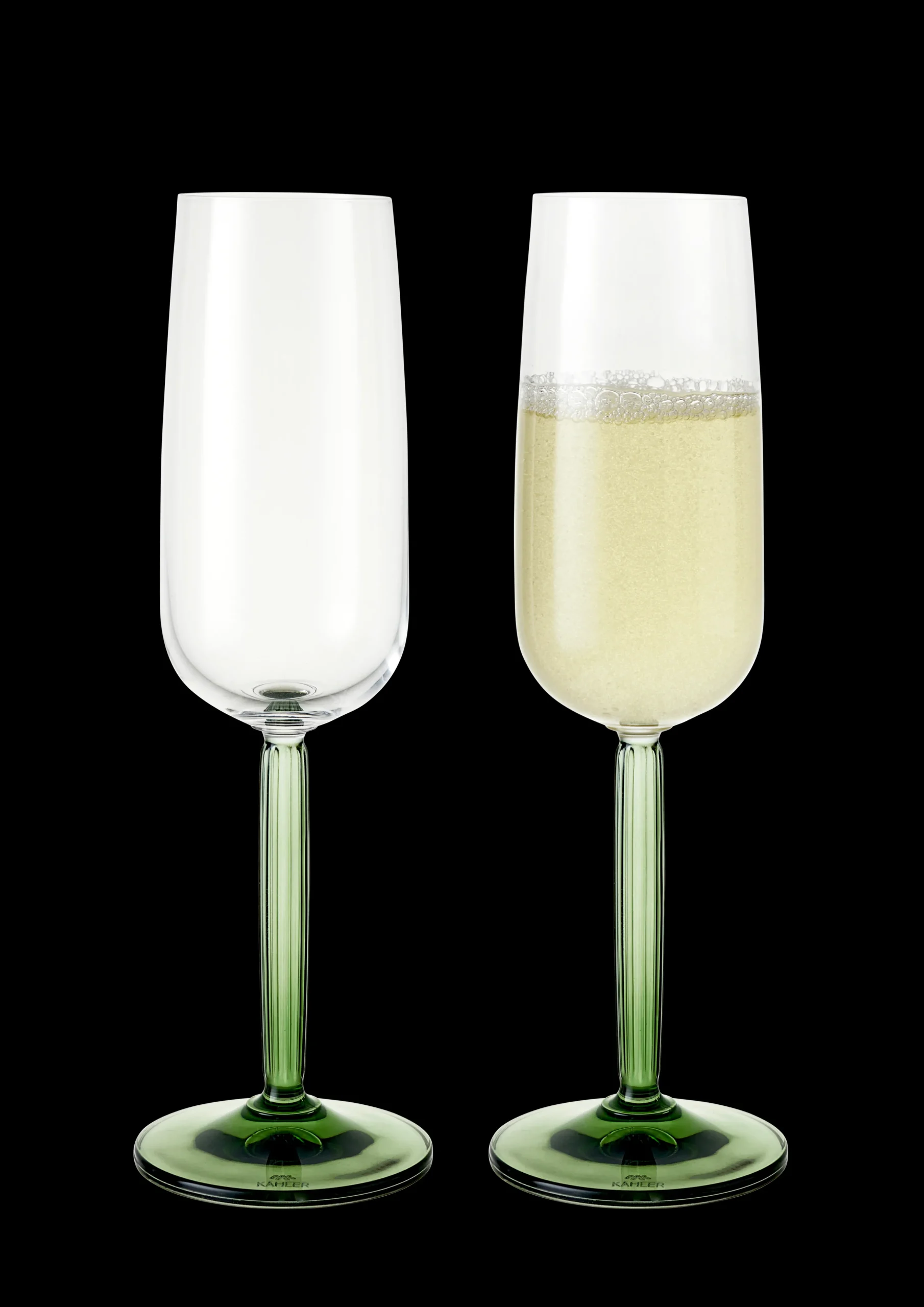 Kähler Hammershøi Champagneglas 24 cl grøn 2 stk. | Køb her