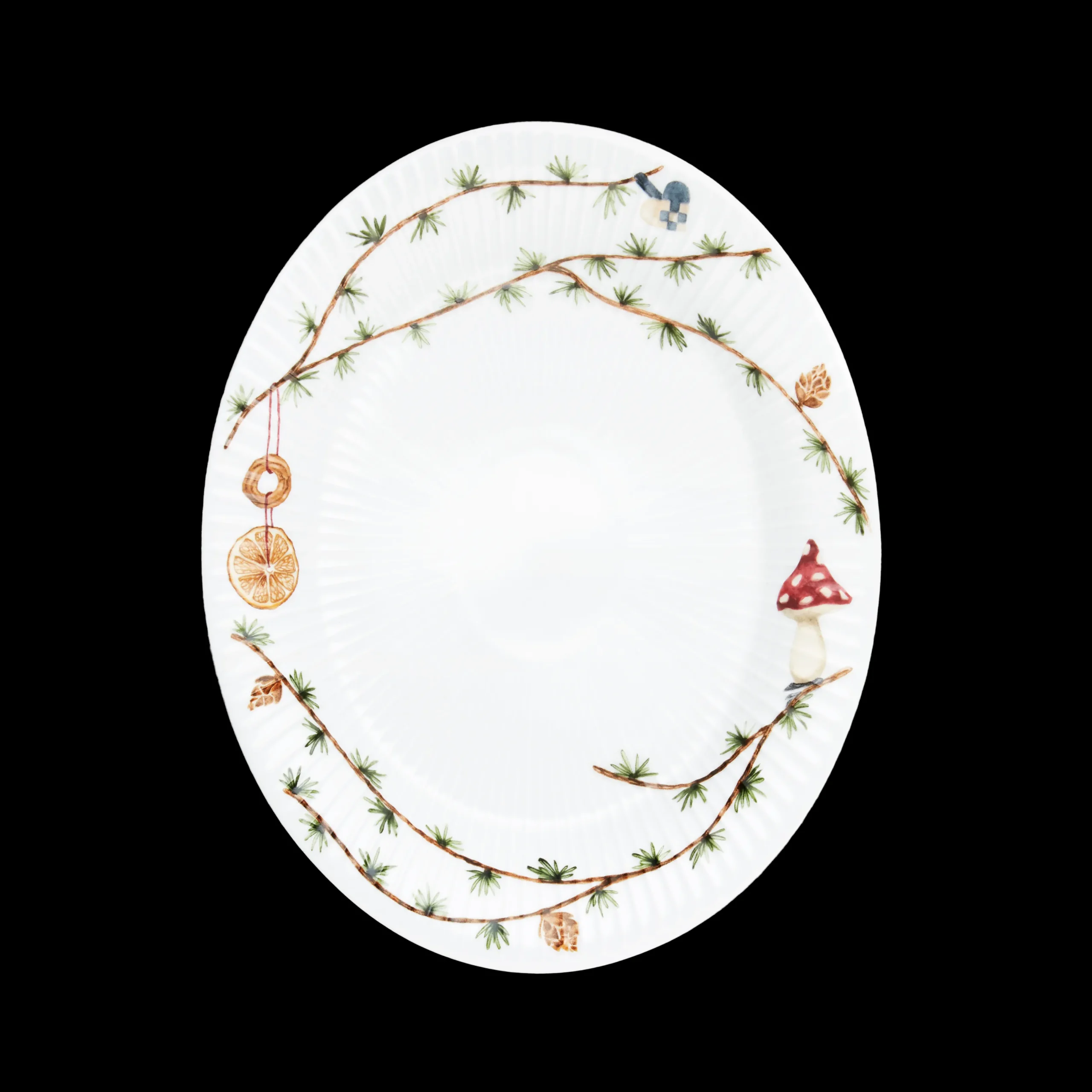 Kähler Hammershøi Christmas Ovalt bordfad hvid m. deko