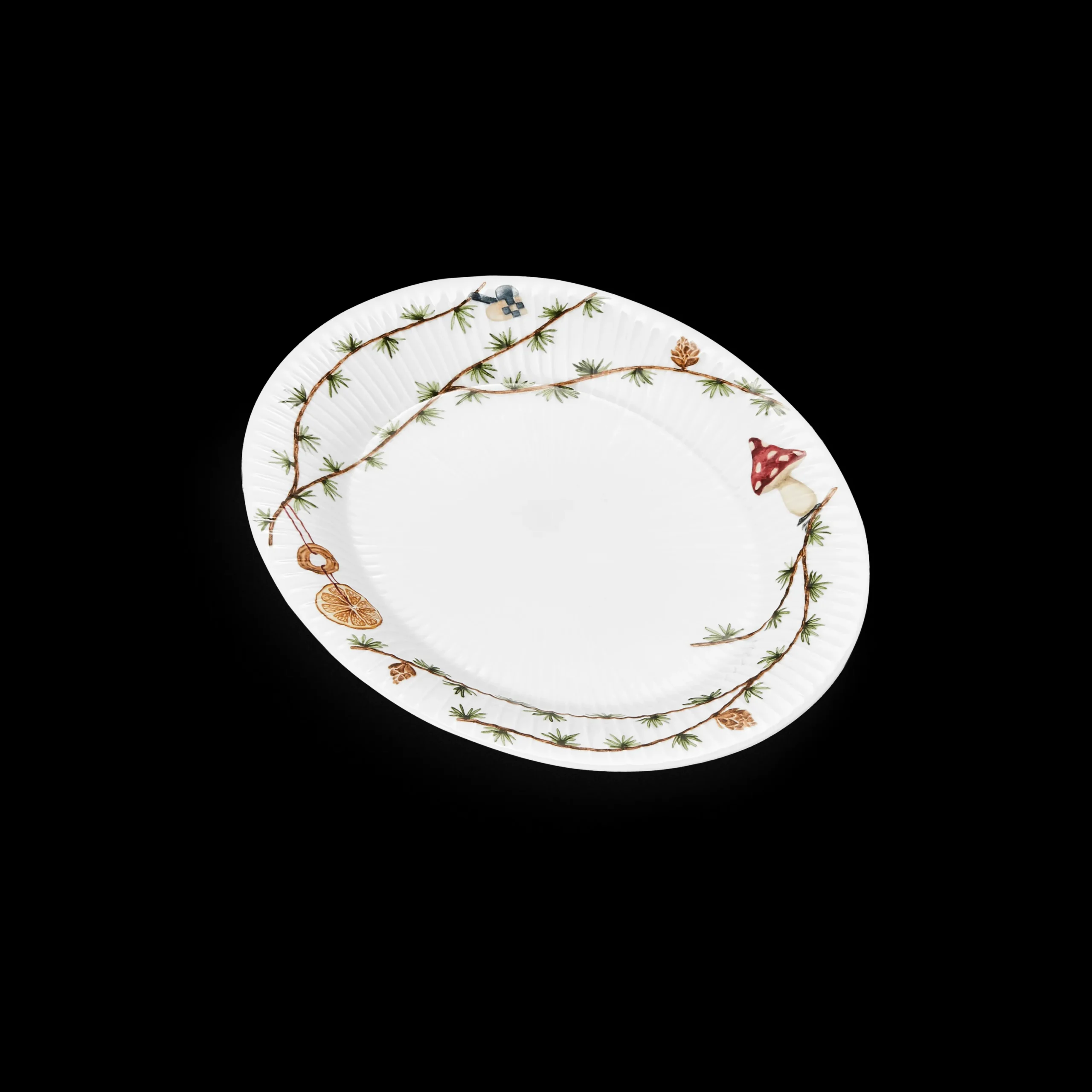 Kähler Hammershøi Christmas Ovalt bordfad hvid m. deko