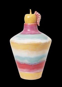 Kähler Poppery Vase med æble H32 cm pink/mint/gul | Køb nu
