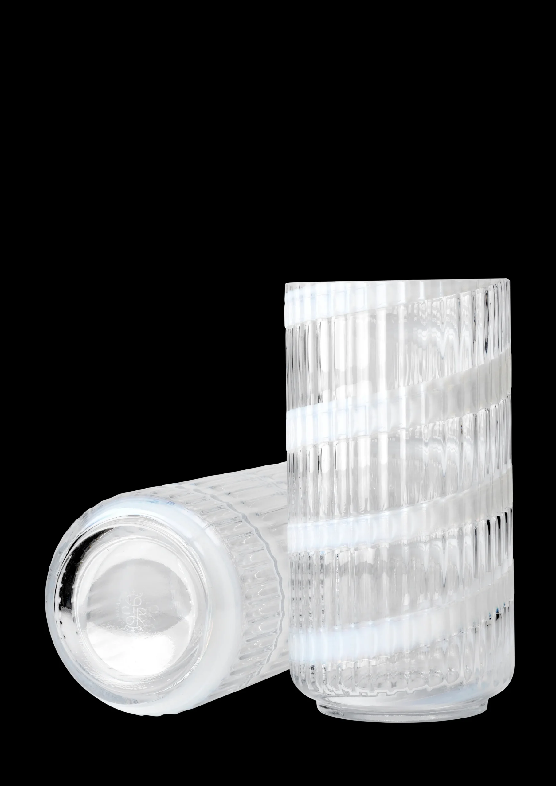 Lyngby Porcelæn Vase H20.5 cm swirl hvid mundblæst glas